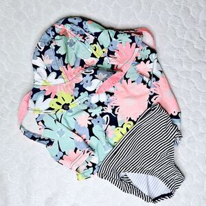 9 Month baby girls swim set rashguard hat bikini bottoms swimsuit bathingsuit 9M
